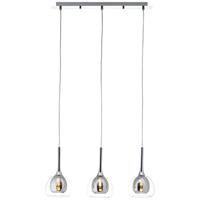 BRILLIANT lamp Hadan hanglamp 3-lamp rook/transparant/chroom | 3x D45, E14, 40W, geschikt voor vallampen niet inbegrepen | In hoogte verstelbaar/kabel inkortbaar | Geschikt voor LED-lampen
