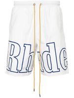 RHUDE short de sport à logo imprimé - Blanc