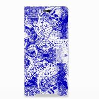 Mobiel BookCase Sony Xperia XZ3 Angel Skull Blauw