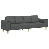 Moderne donkergrijze bank zonder ottoman, 250 x 188 x 76 cm. Geschikt voor binnen, gemaakt van glad polyester. Heeft taps toelopende poten, kan 110 kg per zitplaats ondersteunen, is gemaakt van ademen