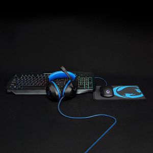 Nedis GCK41100BKUS Gaming Combo Kit 4 In 1 Toetsenbord, Koptelefoon, Muis, Muismat