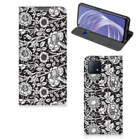 OPPO A73 5G Smart Cover Black Flowers - thumbnail