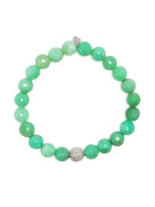 Sydney Evan bracelet à perles en or blanc 14ct - Vert