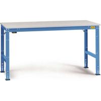 Manuflex LU4163.5012 ESD ESD-werktafel universele standaard achtergrond tafel met rubber schijf, bxdxh = 2500 x 1200 x 760-870 mm Lichtblauw (RAL 5012) - thumbnail