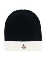 Moncler Enfant bonnet en coton à design bicolore - Bleu