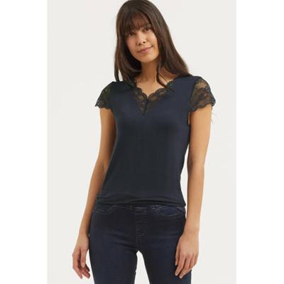 Rosemunde T-shirt met kant donkerblauw