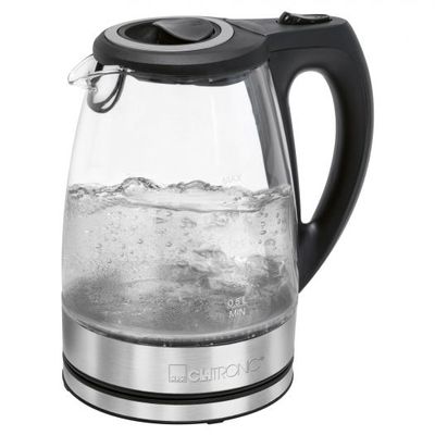 Clatronic WKS 3744 G waterkoker 1,7 l 2200 W Zwart, Grijs, Roestvrijstaal, Transparant