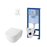 Villeroy Boch Subway 2.0 DirectFlush Toiletset - grohe reservoir - bedieningsplaat - wit 0720003/0729205/0124070/ga26028/