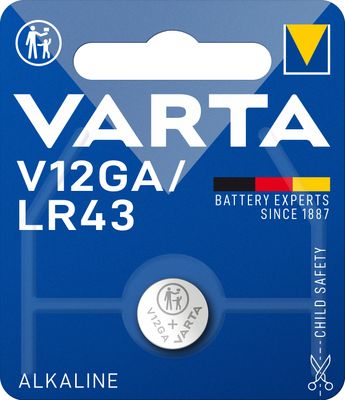 Varta Knoopcel LR43 1.5 V 1 stuk(s) 120 mAh Alkaline ALKALINE Spec. V12GA/LR43 Bli1
