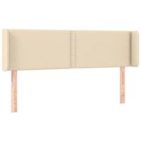 vidaXL Hoofdbord met randen 147x16x78/88 cm stof crèmekleurig, hoofdeinde, houten hoofdeinde, bedonderdeel, houten hoofdbord, slaapkamermeubel