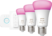 Philips Hue White & Color Starter Pack E27 met 3 lampen, dimmer + Bridge - thumbnail