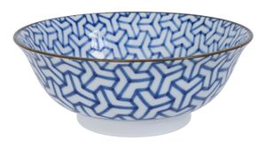 Wit/Blauw Kom - Mixed bowls - 20.5 x 7 x 8cm 1000ml