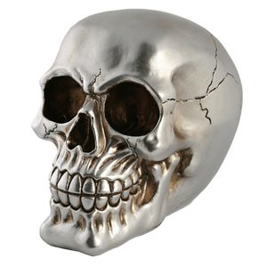 Out of the Blue Spaarpot van doodshoofd/Skull - polyresin - 15 cm - Zilver Dark - Volwassenen   -