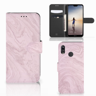 Huawei P20 Lite Bookcase Marble Pink - Origineel Cadeau Vriendin Huawei P20 Lite Bookcase Marble Pink - Origineel Cadeau Vriendin