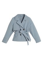 Brunello Cucinelli Kids manteau ceinturé à boutonnière croisée - Bleu