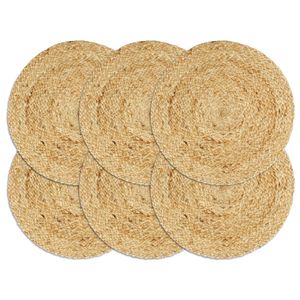 Placemats 6 st rond 38 cm jute natuurlijk