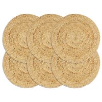 Placemats 6 st rond 38 cm jute natuurlijk - thumbnail