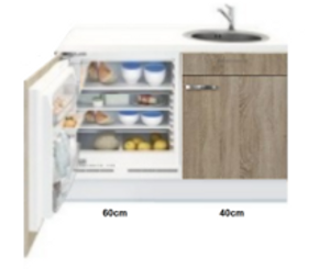 Kitchenette 100cm Padua Houtnerf incl mini inbouw koelkast RAI-2253