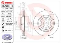 Remmenset, remschijf BREMBO, Remschijftype: Binnen geventileerd, Inbouwplaats: Achteras: , u.a. für VW - thumbnail