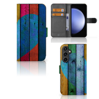 Samsung Galaxy S23 FE Book Style Case Wood Heart - Cadeau voor je Vriend - thumbnail