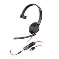 POLY Blackwire 5210 Headset Bedraad Hoofdband Oproepen/muziek USB Type-A Zwart, Rood