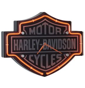 Harley-Davidson Etched Bar & Shield Shaped Neon Klok