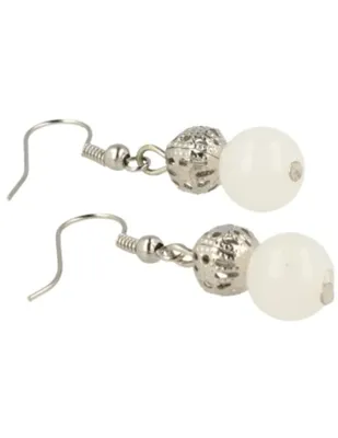 Edelstenen Oorbellen Witte Jade & Sierkraal