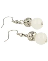 Edelstenen Oorbellen Witte Jade & Sierkraal