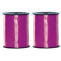 2x rollen fuchsia roze sier cadeau lint 500 meter x 5 milimeter breed