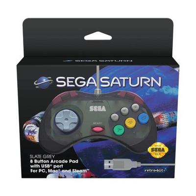 Retro-Bit Sega Saturn Usb Controller Slate Grey - Accessoires (7350002936948)