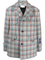 Maison Margiela manteau en laine Pendleton - Bleu