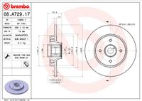 Remschijf BREMBO, Remschijftype: Massief, u.a. für Citroën, Peugeot, DS - thumbnail