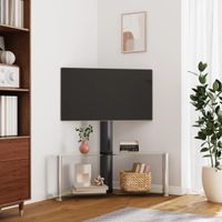 Tv-standaard hoek 2-laags voor 32-70 inch zwart en zilverkleur - thumbnail