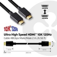 CLUB3D Ultra High Speed HDMI 4K120Hz, 144Hz Certified Cable 48Gbps M/M 2 m / 6.56 ft - thumbnail