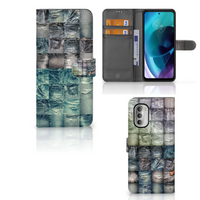 Wallet Case met Pasjes Motorola Moto G51 5G Spijkerbroeken - thumbnail