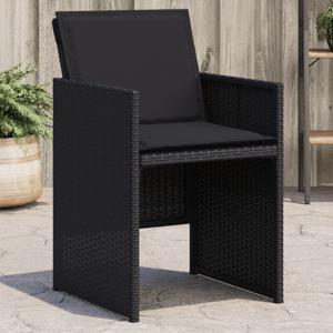 Tuinstoelen 4 st met kussens poly rattan zwart