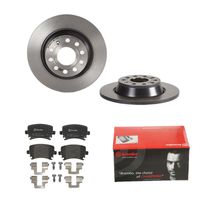 Remmenset, remschijf BREMBO, Remschijftype: Massief, Inbouwplaats: Achteras: , u.a. für VW, Skoda, Audi, Seat