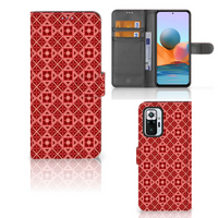 Xiaomi Redmi Note 10 Pro Telefoon Hoesje Batik Rood - thumbnail