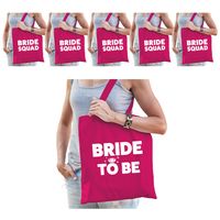 Pakket Vrijgezellenfeest dames tasjes/ goodiebag: 1x Bride to Be roze+ 7x Bride Squad roze - thumbnail