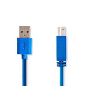 Nedis CCGP61100BU20 USB-kabel 2 m USB 3.2 Gen 1 (3.1 Gen 1) USB A USB B Blauw