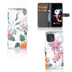 Motorola Edge 20 Lite Telefoonhoesje met Pasjes Bird Flowers