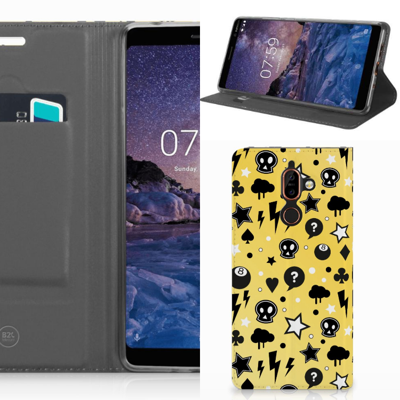 Mobiel BookCase Nokia 7 Plus Punk Geel