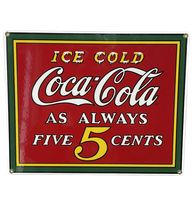 Coca-Cola - Ice Cold As Always 5 Cents Emaille Bord - Ande Rooney - 1990 - thumbnail