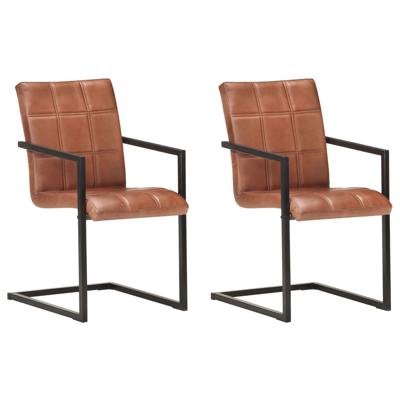 vidaXL Eetkamerstoelen 2 st echt leer bruin