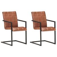 vidaXL Eetkamerstoelen 2 st echt leer bruin