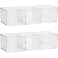 Set van 2x stuks make-up organizer 3 vakken rechthoek 23 x 8,5 cm van kunststof