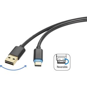 Renkforce USB-kabel USB 2.0 USB-A stekker, USB-C stekker 1.50 m Zwart Stekker past op beide manieren RF-4758090