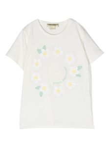 Stella McCartney Kids t-shirt fleuri à logo - Blanc