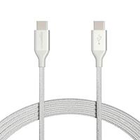 Amazon Basics Snellaadkabel, USB-C naar USB-A 2.0, omwikkeld met nylon vlecht, 480 MBit/s, USB-IF-gecertificeerd, voor Apple iPhone 15, iPad, Samsung Galaxy, tablets, laptops, 3 m, zilverkleur