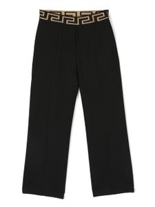 Versace Kids pantalon à bande Greca - Noir